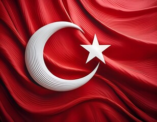 Obraz premium Vibrant Turkey flag waving with luxurious satin texture - Patriotic and cultural symbol