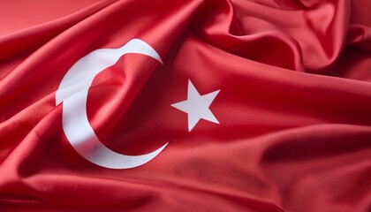 Obraz premium Vibrant Turkey flag waving with luxurious satin texture - Patriotic and cultural symbol