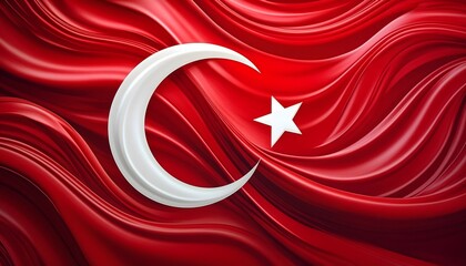 Obraz premium Vibrant Turkey flag waving with luxurious satin texture - Patriotic and cultural symbol
