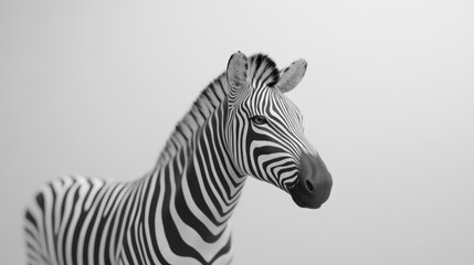 Fototapeta premium Close-up of a zebra against a white background.