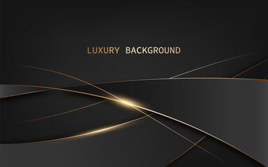 Modern elegant minimalist and luxurious abstract design with golden lines on a black background. Vector illustration