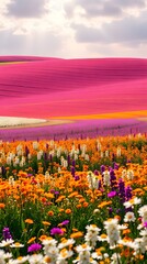 Naklejka premium Blossoming Fields in a Modern Future Aesthetic