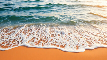 Tranquil Ocean Waves at Sunrise with Golden Glow