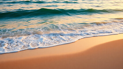 Tranquil Ocean Waves at Sunrise with Golden Glow