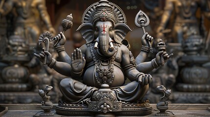Fototapeta premium Ganesha statue, temple shop, India, religious art