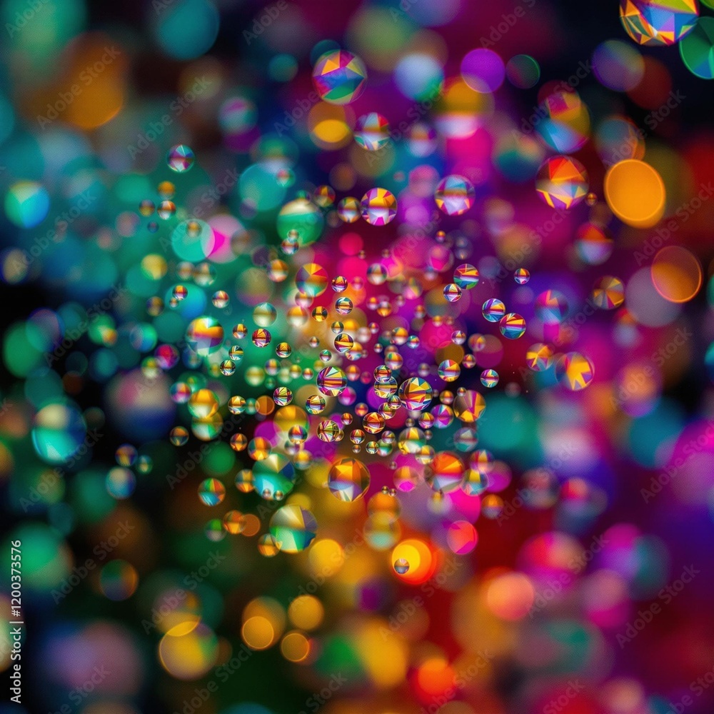 Fototapete a vibrant, abstract composition featuring a multitude of colorful, circular light spots scattered ac
