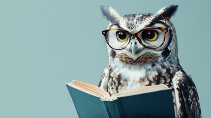 Wise Owl Reading a Book: A Portrait of Knowledge and Wisdom