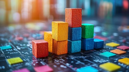 Abstract representation of skill development and upskilling, career growth, future of work, stock graphic