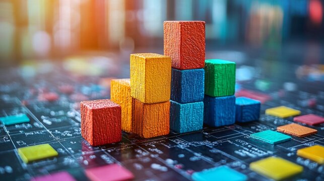 Abstract representation of skill development and upskilling, career growth, future of work, stock graphic