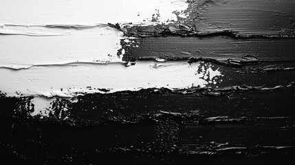 Obraz premium Black and white abstract brush strokes on a dark grainy backdrop, header design, copy space