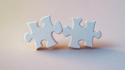 Obraz premium Connected White Puzzle Pieces Minimalist Composition Soft Light Shadows