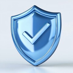 Blue Shield Icon for Protection and Security Concept in 3D Style