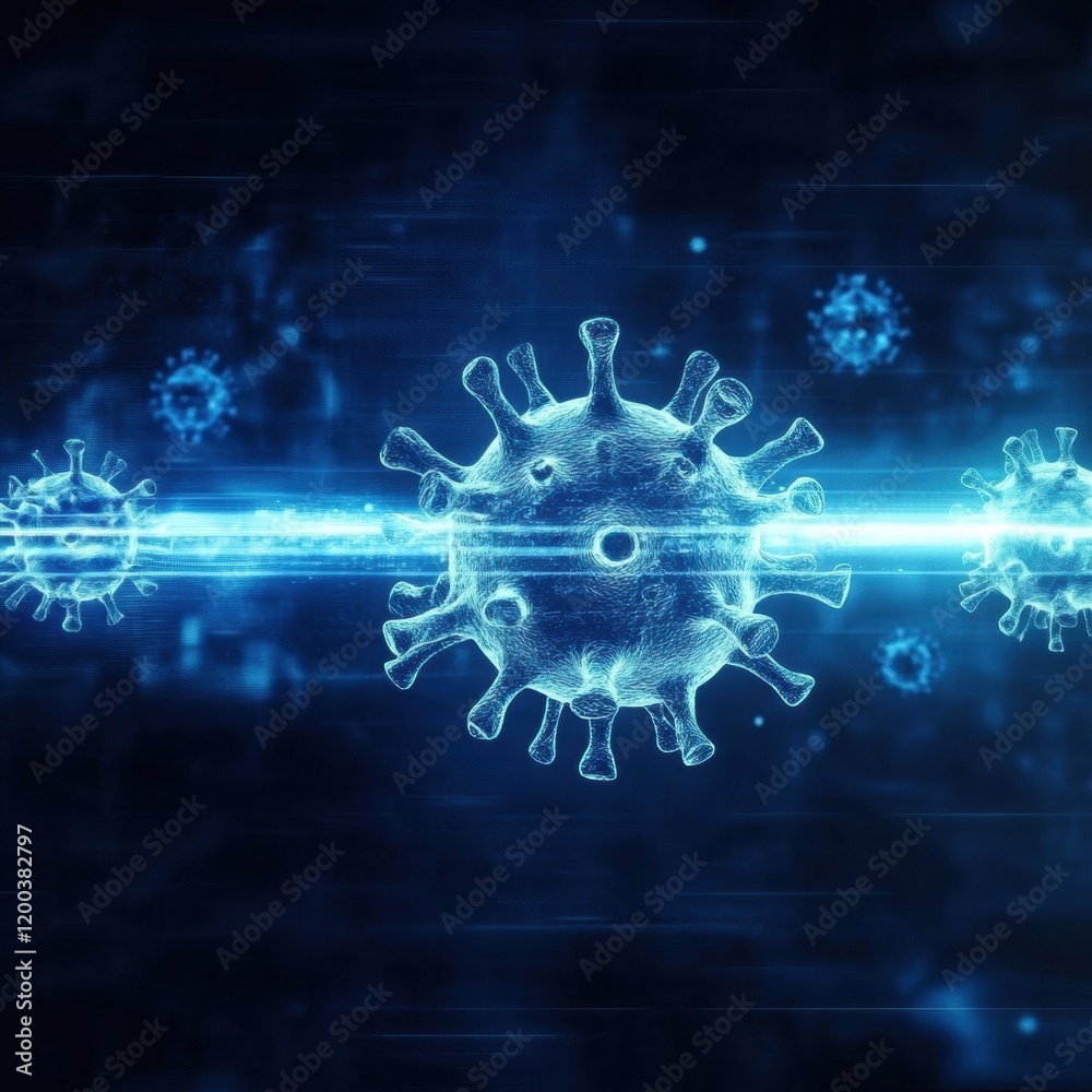Aufkleber glowing wall deflecting viruses in a futuristic health environment. generative ai