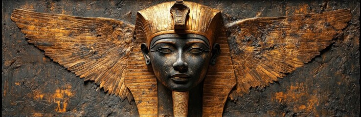 Ancient Egyptian Hieroglyphs on Stone with Pharaoh, Historical Culture and Mystique, Archaeological Symbols of Ancient Egypt