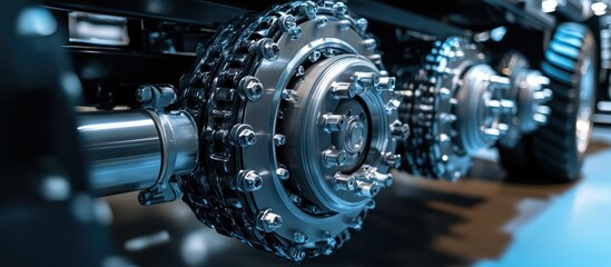 Fototapeta premium Close-up of a Powerful Truck Axle System: Engineering Marvel