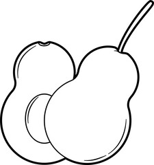 Whole and halved avocado coloring outline vector