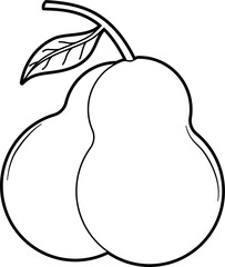 Avocado with leaves coloring outline vector