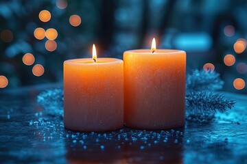 All Saints Day Candle Celebration with Bokeh Effect and Glowing Flames