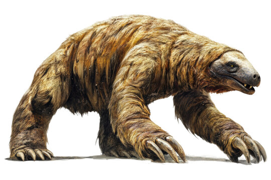Giant sloth prowls the ancient forests of South America during the Ice Age isolated on transparent background