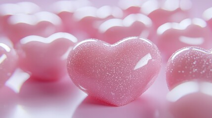 Obraz premium A whimsical display of pink and white hearts floats gently, capturing the essence of love and warmth this Valentine's Day.
