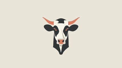 Fototapeta premium Flat Design Cow Face Icon Vector Illustration