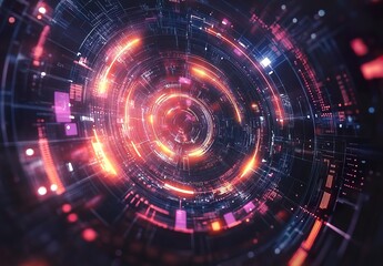 Fototapeta premium 2d illustration Abstract futuristic electronic circuit