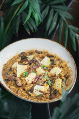 Served risotto in restaurant 