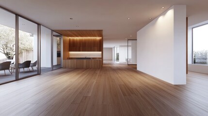 Fototapeta premium Modern Minimalist Open Plan House Interior Design