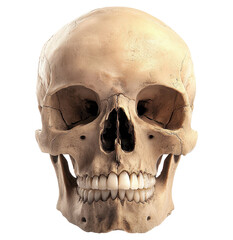 Obraz premium Realistic Skull Photograph with Transparent Background for Design Overlays and Educational Use