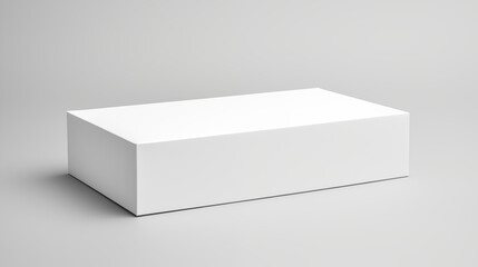 Bo&icirc;te blanche en carton pos&eacute; sur un fond neutre. Mock-up pour marque, entreprise. Objet, colis, emballage. Commerce, entrep&ocirc;t. Pour conception et cr&eacute;ation graphique.