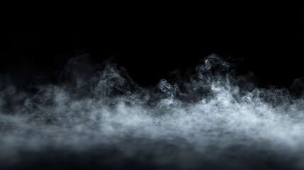 Obraz premium soft white mist rising and swirling gently on a black background creating an ethereal and atmospheric composition 