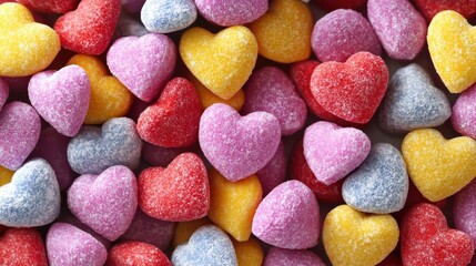 A colorful assortment of candy hearts, each adorned with sweet messages, invites love and affection to brighten Valentine's Day celebrations.