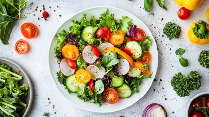 Healthy salad with mixed colorful vegetables