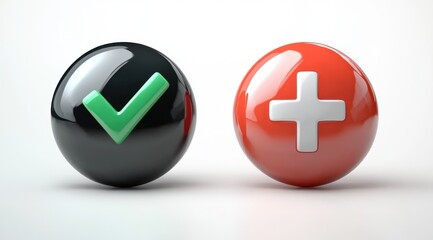 Fototapeta premium Checkmark and Cross Buttons Design for Acceptance and Rejection Concept