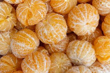 top view peeled mandarin segments