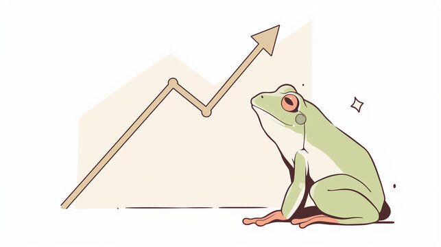 green frog watching rising graph clip art preview