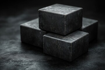Black Cube Minimalist Still Life Podium Stage Abstract Showcase Geometric Design with Soft Lighting