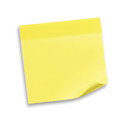 Blank yellow sticky paper note. isolated on transparent background