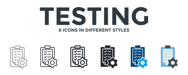 Testing Icon In Different Style Vector Illustration. Designed In Thin Line, Regular Line, Bold Line, Glyph, Color Fill, And Flat Style Can Be Used For Web