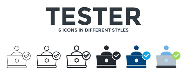 Tester Icon In Different Style Vector Illustration. Designed In Thin Line, Regular Line, Bold Line, Glyph, Color Fill, And Flat Style Can Be Used For Web