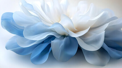 beautiful close up of large flower with soft blue and white petals, showcasing delicate textures and vibrant colors
