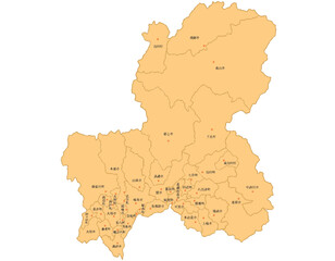 岐阜県　黄色　地図　斑点　イラスト