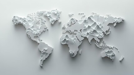 Generate a photorealistic image of a world map where the continents are formed by tightly packed financial charts and graphs, creating an ultra-detailed texture