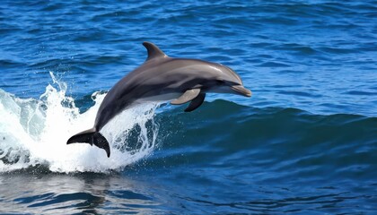 Fototapeta premium Playful Dolphin Leaps Out of the Ocean Waves