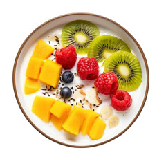 fruit salad in a bowl isolated on transparent png file