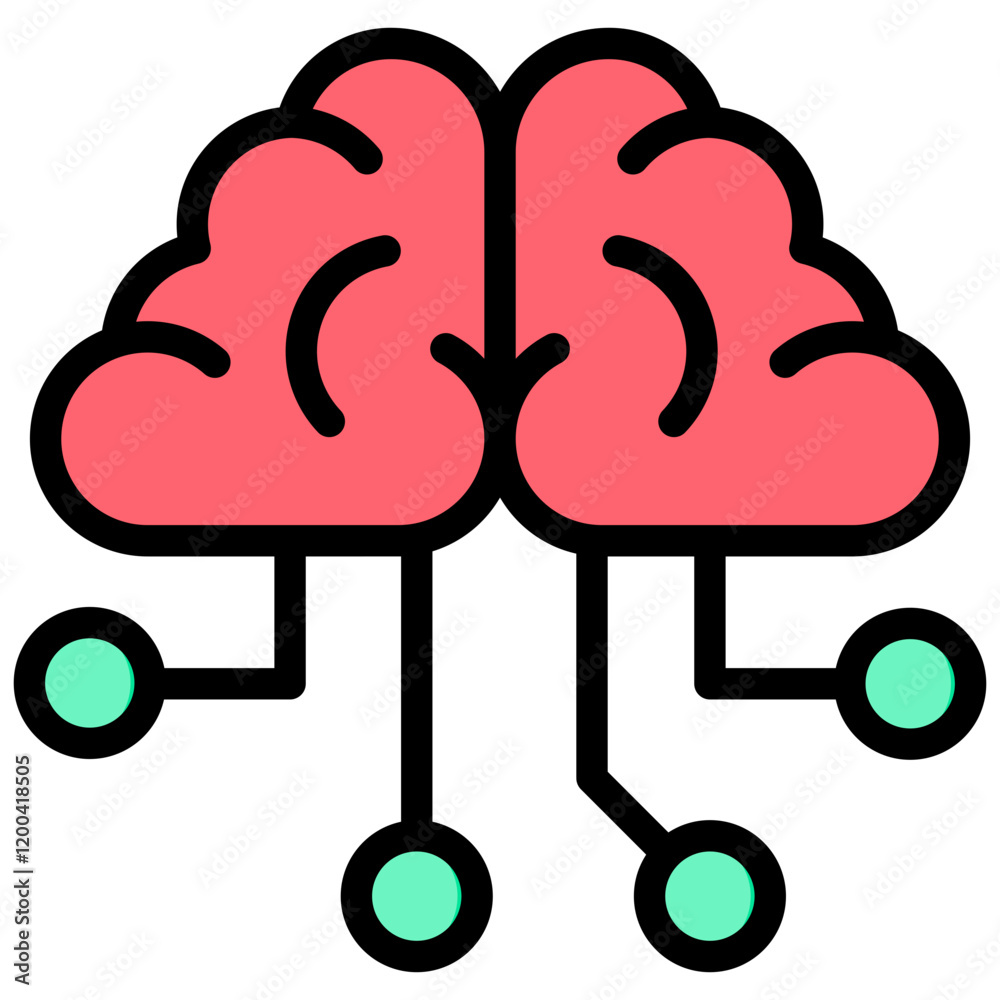 Poster neural network outline color icon