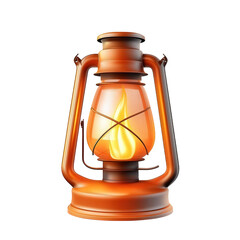 a classic oil lantern. featuring a glass reservoir with a flame inside. supported by a metal frame the warm glow of the flame suggests illumination and warmth. making it ideal for outdoor settings or