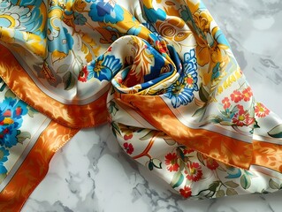 Floral silk scarf elegant womans fashion accessories with vibrant colors