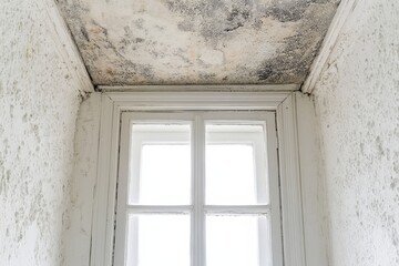 Fototapeta premium Mould and fungus growing near the window detract from the house’s aesthetics and are detrimental to human health as dangerous pathogens. This problem is attributed to inadequate ventilation and