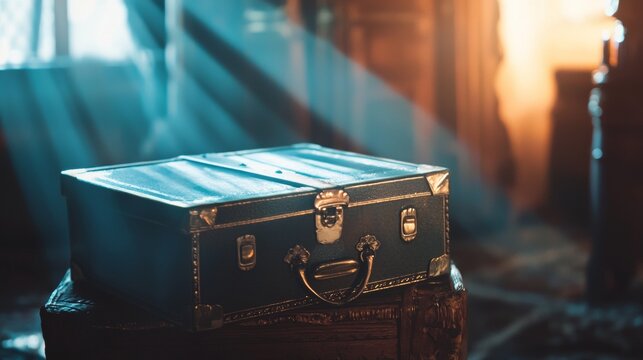 Antique Travel Suitcase in a Sunlit Room